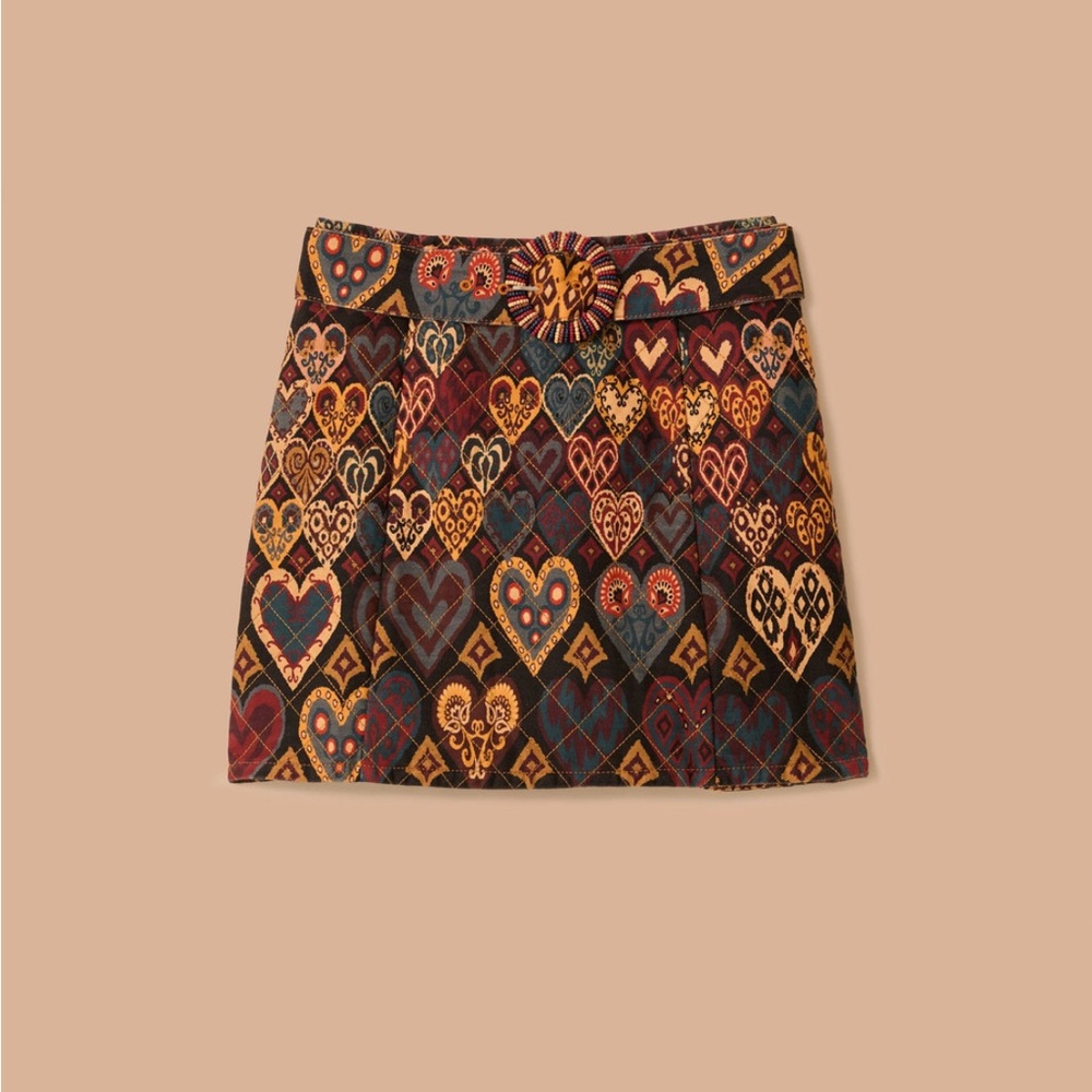 Farm Rio Black Hearts Ikat Mini Skirt